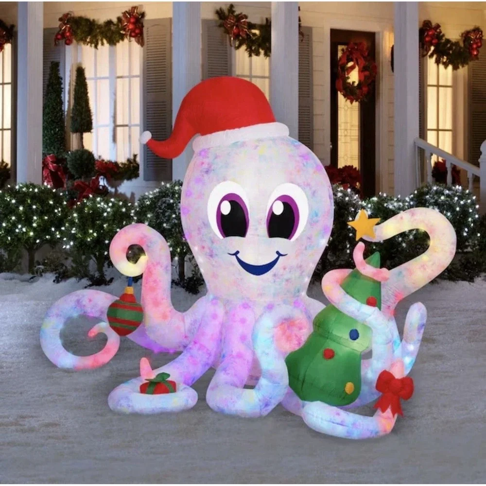 Holiday Living 6ft Octopus Lighted Christmas Airblown Inflatable Yard‎ Decor NEW